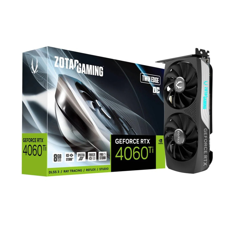 Zotac Gaming GeForce RTX 4060 Ti 8GB Twin Edge OC GDDR6 Graphics Card ZT-D40610H-10M - كرت الشاشة